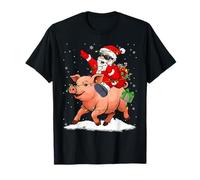 Pyjama de Noël Amusant pour Enfants Motif Cochon d'équitation T-Shirt