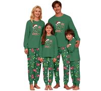 Pyjama de Noël assorti pour la famille 67 - Vêtements de nuit imprimés - Pyjama doux à manches longues et pantalon - Vêtements de nuit tendance pour femmes et hommes, Vert #2., XXL