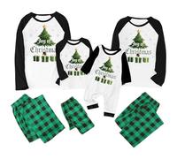 Pyjama de Noël assorti pour la famille graphique Merry Christmas Deer Couples 2025 Ensembles assortis pyjamas confortables et tendance Pyjama grenouillère Père Noël My and Me renne, Vert, S
