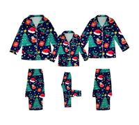 Pyjama de Noël familial assorti graphique Merry Christmas Renne Mommy and Me Vacances Père Noël Pyjama confortable en satin pyjama Noël 2025 couples pour femmes hommes doux, G_bleu, 13-14 ans