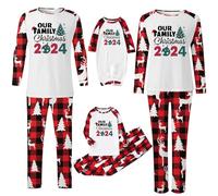 Pyjama de Noël familial pour homme et femme avec lettres imprimées - Pyjama assorti confortable pour elle et lui - Motif dessin animé mignon - Pour garçons et filles - Noël Mon S -847