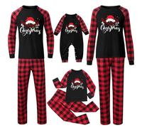 Pyjama de Noël familial pour homme et femme avec lettres imprimées - Pyjama assorti confortable pour elle et lui - Motif dessin animé mignon - Noël assorti - 561, Noir , XL