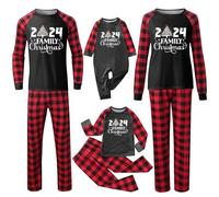 Pyjama de Noël familial pour homme et femme avec lettres imprimées - Pyjama assorti confortable pour elle et lui - Motif dessin animé mignon - Pour garçons et filles - Noël Mon XL -734