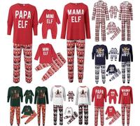 Pyjama de Noël Famille 2025 Combinaison Pyjama Maison Chaud Jumpsuit Costume Famille Pyjamas Impirmé de Noël Couple Ensemble Femme Homme Fille BéBé Garçon Printemps Automne Hiver