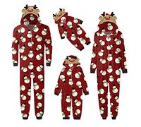 Pyjama de Noël Famille Combinaison 1 Pièce Vêtements de Nuit Mère Père Enfant Bébé Onesie Jumpsuit Romper Zippée Grenouillère Assortis Famille à Capuche Automne Hiver