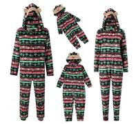 Pyjama de Noël Famille Combinaison Pyjama Maison Chaud Jumpsuit Costume Famille Pyjamas Impirmé de Noël Couple Ensemble Homme Femme Fille Bébé Garçon Printemps Automne Hiver
