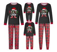 Pyjama de Noel Famille - Manche Longue Imprimé Xmas Pyjamas Ensemble Automne Hiver Costume Set Doublés de Nuit d’imprimés de Rennes et de Flocons de Neige Couples Homme Femme Enfant Bébé Vêtement
