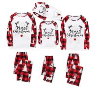 Pyjama de Noel Famille - Manche Longue Imprimé Xmas Pyjamas Ensemble Automne Hiver Costume Set Doublés de Nuit d’imprimés de Rennes et de Flocons de Neige Couples Homme Femme Enfant Bébé Vêtement