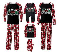 Pyjama de Noël Famille - Pyjama Assorti Famille de Noël Sleepwear Homewear Costume de Maison avec Santa Imprimé Chaud Et Doux Pyjama NoëL Vêtement de Nuit Barboteuse Mère Père Enfant Bébé Femme