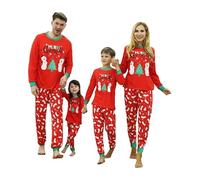 Pyjama de Noël Famille,Pyjama Noel Famille,Ensemble Pyjamas Famille Noel,Christmas Pyjama Femme Homme,Vêtement de Nuit à Manches Longues avec Imprimé Bonhomme Neige,Cadeau Noel pour Père Mère Enfant