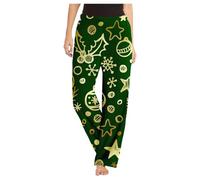 Pyjama de Noel Femme en Flanelle, Pyjama Chaud Taille Élastique Jambes Larges Droit Imprimé Noël Christmas Chaud Confortable Casual Grande Taille Xmas Pantalon pour Automne Et Hiver Tenue