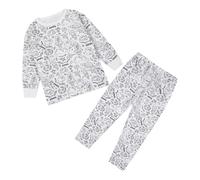 Pyjama de Noël pour Garcon Fille A Colorier Ensemble De Vêtements Maison Santas Renne Peints DIY Peint à la Main Deux Pièces Loungewear Haut à Manches Longues et Pantalon Vêtement de Nuit Blanc