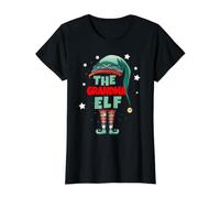 Pyjama de Noël pour Grand-mère Elfe - Groupe Familial Assorti pour Grand-mère T-Shirt Graphique avec Valeur, Femme, Noir, S