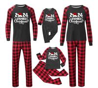 Pyjama de Noël pour homme et femme avec lettres imprimées - Pyjama assorti pour enfants - Confortable pour elle et lui - Motif dessin animé mignon - Pour garçons et filles - Noël assorti Mon L -919