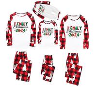 Pyjama de Noël pour homme et femme avec lettres imprimées - Pyjama assorti pour enfants - Confortable pour elle et lui - Motif dessin animé mignon - Pour garçons et filles - Noël assorti - Mon M -539