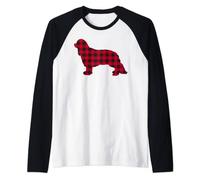 Pyjama de Noël rouge à carreaux Cavalier King Charles Spaniels Manche Raglan