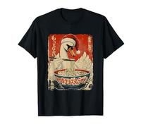 Pyjama de Noël Ukiyo-e Mangeant des Nouilles Ramen Cygne T-Shirt