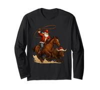 Pyjama de Noël Vintage Western Père Noël Cowboy Manche Longue