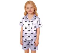 Pyjama décontracté pour Fille à Manches Longues avec col boutonné et Pantalon Assorti pour Un Confort Optimal Toute la journée (Purple, 4-5 Years)