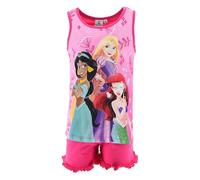 Pyjama d'été convient à Disney Princess pour fille, débardeur et short avec volants, lot de 2 pièces, 100 % coton, fuchsia, 3 ans