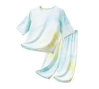 Pyjama d'été léger et Respirant pour garçon - Ensemble Deux pièces en Fibres Douces pour Le Confort Nocturne (Light Blue, 6-7 Years)