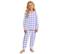 Pyjama Deux pièces pour Filles en Tissu Doux imprimé vêtement de Nuit Confortable Manches Longues et Pantalon Ensemble Enfant Parfait pour Le Sommeil (Light Purple-c, 5-6 Years)