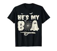 Pyjama d'halloween Assorti pour Couple Spider Ghost He's My Boo T-Shirt