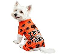 Pyjama d'Halloween doux pour chien - Vêtements en forme de citrouille avec pieds - Pyjama avec pieds pour chiens de petite et moyenne taille - Vêtements pour chats et garçons - Taille M