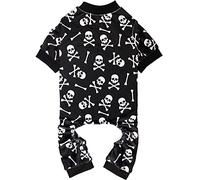 Pyjama d'Halloween pour chien en peluche courte en forme de tête de mort et os croisés pour animaux de compagnie, super doux et extensible pour grands chiens (taille XL)