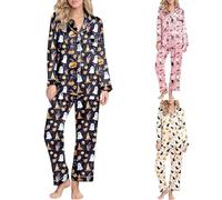 Pyjama d'Halloween pour femme, ensemble de vêtements de nuit effrayants fantômes, citrouilles, vêtements de nuit, vêtements de nuit, chemises et pantalons à manches longues, vêtements de détente