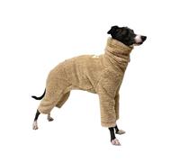 Pyjama d'hiver Chaud et intégral en Polaire Douce à col roulé for lévrier lévrier Italien Bedlington, Combinaison intégrale for Chien.(Khaki,9 UK)
