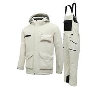 Pyjama d'hiver de ski pour homme, ensemble de combinaison de neige, coupe-vent, isolé, hiver, chaud, de Snowboard, équipes de football, Beige-b, S