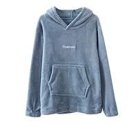 Pyjama d'hiver douillet pour femme - Sweat à capuche chaud pour femme - Élégant et chaud - Avec capuche - Haut de couchage à manches longues - En polaire - Vêtements de nuit - Hiver