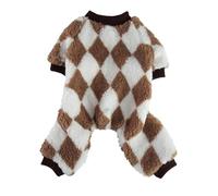 Pyjama d'hiver doux en flanelle chaude à quatre pattes pour animaux de compagnie de petite et moyenne taille (café blanc, M)