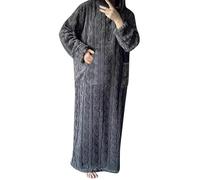 Pyjama d'hiver en Polaire Corail for Femme, Chemise De Nuit Longue avec Poches, Robe Pull Femme Hiver Grande Taille, Fil De Poche À Col Rond Tricoter Vêtements De Maison Épais Et Chauds