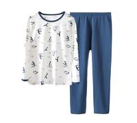 Pyjama d'hiver Thermique pour garçon avec imprimé Doux et Extensible à Manches Longues Deux pièces pour Un Confort Absolu à la Maison (Light Gray, 14-15 Years)