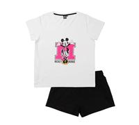 Pyjama Disney Minnie Mouse pour femme - Ensemble pyjama à manches courtes avec short - Blanc/noir, blanc/noir, XL
