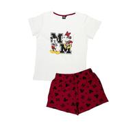 Pyjama Disney Minnie Mouse pour femme - Ensemble pyjama à manches courtes avec short - Blanc/rouge, blanc/rouge, L