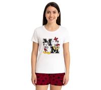Pyjama Disney Minnie Mouse pour femme - Ensemble pyjama à manches courtes avec short - Blanc/rouge, blanc/rouge, XL