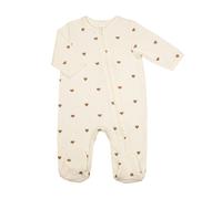 Trois Kilos Sept - Pyjama en coton Zip Coeur Ecru / Moka - 01 mois