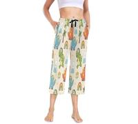 Pyjama doux taille haute dinosaure pour femme avec motif arc-en-ciel et volcan S-XXL, coloré, X-Large