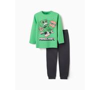 Pyjama En Coton À Manches Longues Avec Imprimé Minecraft Vert 6/7A