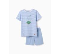 Pyjama En Coton Avec Imprimé Crocodile Qui Brille Dans Le Noir Bleu Clair 8A