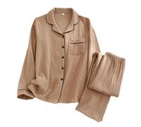 Pyjama en gaze de coton pour femme à pois imprimés - Ensemble de 2 pièces - Vêtements de nuit et de détente, 2, M