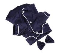 Pyjama en Satin pour Petite avec Revers et Bandeau Bleu | Finition Soyeuse, Design à Deux Pattes, Usage Toute L’année, pour Chiots et Chatons, Fêtes à Thème