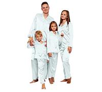 Pyjama en soie pour enfants - Ensemble de pyjama familial en satin à manches longues boutonné - Vêtement de nuit confortable et décontracté - Pyjama long décontracté confortable pour la maison
