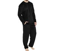 Pyjama en velours corail pour homme - Manches longues - Épais et chaud - En flanelle - Pour homme - Pyjama - Lounge - Vêtement d'intérieur - Polaire - Vêtements d'hiver, Noir 01, XL