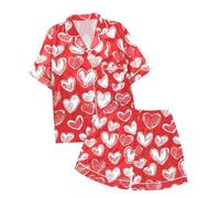 Pyjama Enfant 3 Ans Fille,Ensemble Pyjama Deux pièces avec Short à Manches Courtes imprimé Saint Valentin pour Fille