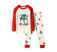 Pyjama Enfant Bébé Garçon Fille Imprimé Mignon Manches Longues Haut Pantalon Deux Pièces Maison Nuit Confortable Coton Doux Fête Hiver Saint Nicolas Spectacle Famille Cadeau Années Décoration