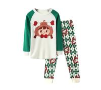 Pyjama Enfant Bébé Garçon Fille Imprimé Mignon Manches Longues Haut Pantalon Deux Pièces Maison Nuit Confortable Coton Doux Fête Hiver Saint Nicolas Spectacle Famille Cadeau Années Décoration